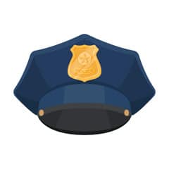 An icon of a public safety crimes police hat